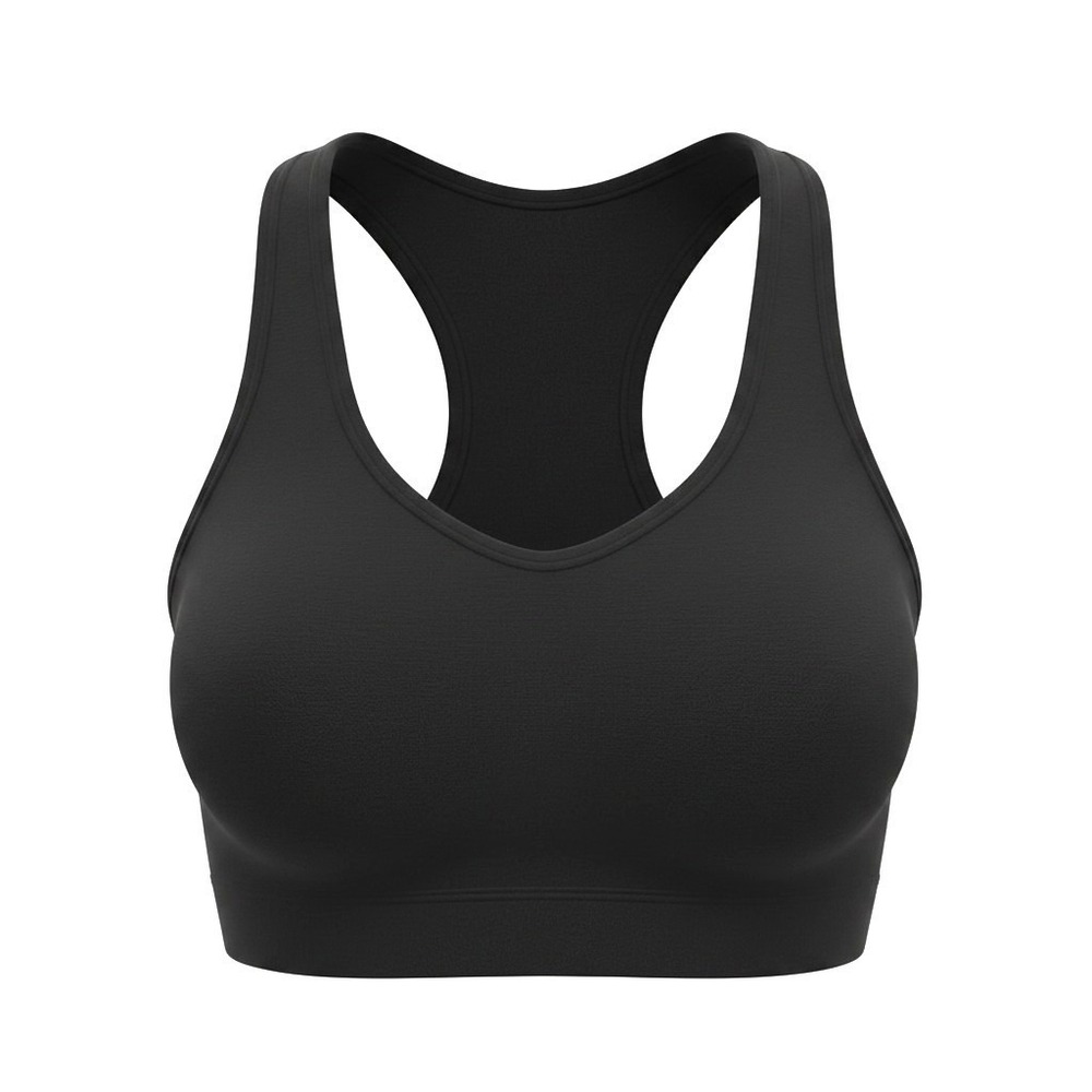 (E-141)Cuddl Duds Seamless Sports Bra Black Racerback Stretch Comfort QVC Size S